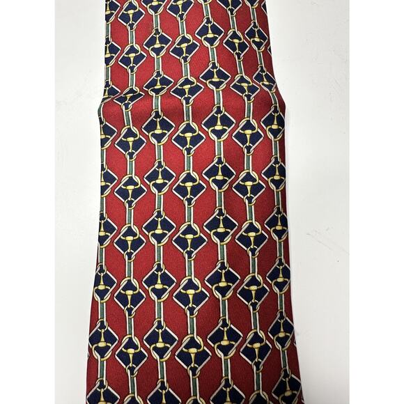 GUCCI Men's Red/Multicolor Lock Print 100% Silk Designer Neck Tie - Picture 3 of 7